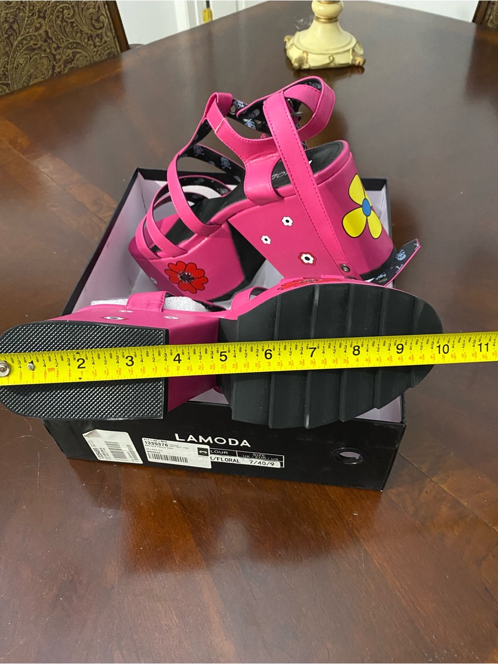 Moda Hot Pink Floral Platform Sandals - Picture 13 of 15